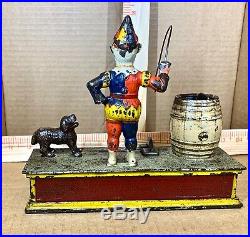Authentic Original Hubley Trick Dog Cast Iron 1888, 6 Part Mechanical Bank