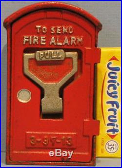 BIG PRICE CUT! 1930's/50's FIRE ALARM BOX BANK CAST IRON BANK, JAPAN, NEAR MINT
