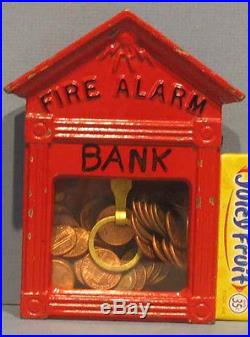 BIG PRICE CUT 1930's/50's SMALL GAMEWELL FIRE ALARM BOX BANK, CAST IRON MM17
