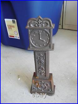 BIG Vintage Cast Iron Grandfather Clock Bank LOOK