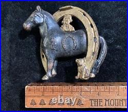 BUSTER BROWN Vintage Good Luck Cast Iron Horse / Horseshoe BANK Complete