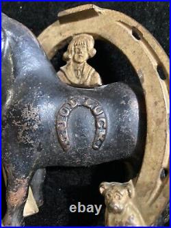 BUSTER BROWN Vintage Good Luck Cast Iron Horse / Horseshoe BANK Complete