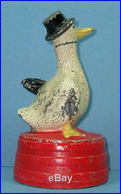 Big Price Cut Orig Old 1930's Duck On Tub, Save Rainy Day Cast Iron Bank Bk633
