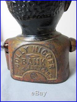 Black Americana Cast Iron Jolly N Mechanical Bank J & E Stevens 1882
