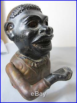 Black Americana Cast Iron Jolly N Mechanical Bank J & E Stevens 1882 Black Americana Cast Iron Jolly N Mechanical Bank J & E Stevens 1882