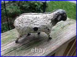 Black Faced Sheep Cast Iron Bank, c1900, Original, Nice Patina, 6