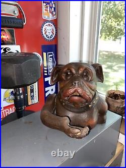 Bulldog Mechanical Piggy Bank Cast Iron 5+LB Junkyard Dog Patina K9 Collector