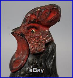 C1880s Antique 19thC Kyser & Rex Co ROOSTER Figural Cast Iron Mechanical Bank