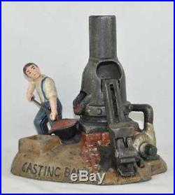 CASTING FURNACE MECHANICAL BANK COLORFUL CAST IRON