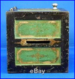 CAST IRON SAFE BANK NATIONAL BANK WITH KEY LOCK TRAP ON BOTTOM