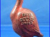 CAST IRON STILL BANK RED GOOSE SHOES BY ARCADE CIRA 1920