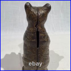 CIRCA 1920's ORIGINAL BEAR STEALING PIG CAST IRON STILL BANK