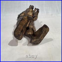 CIRCA 1920's ORIGINAL BEAR STEALING PIG CAST IRON STILL BANK