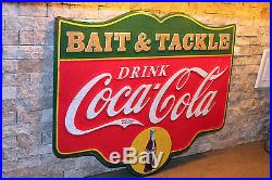 COCA COLA BAIT & Tackle metal sign soda fountain fish fishing lure rapala hunt