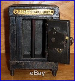 C. 1875 J & E Stevens Cast Iron New York Bank Safe with Key