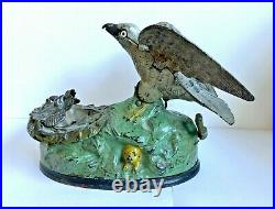 C. 1883 J. &. E. Stevens Cast Iron Eagle & Eaglets Mechanical Bank