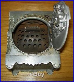 C 1897-1924 J & E STEVENS Nickel Plate Burglarproof House Safe Cast Iron Bank