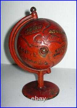 C. 1903-1908 Grey Iron Casting Globe on Arc Cast Iron Still Bank