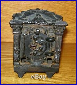 C. 1913-1915 Klotz Mfg. Fancy Copper Flashed Hexagon Door Safe Cast Iron Bank