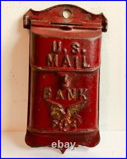 C. 1920's A. C. Williams Cast Iron Hanging U. S. Mail Bank Red Version