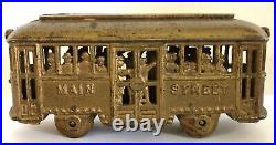 C. 1920's A. C. Williams Main Street Trolley (with people) Cast Iron Bank NICE