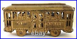 C. 1920's A. C. Williams Main Street Trolley (with people) Cast Iron Bank NICE