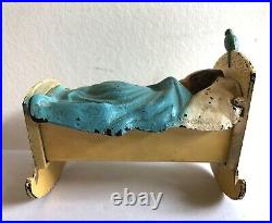 C. 1930's Hubley Baby in Cradle Cast Iron and Tin Still Bank Excellent Cond