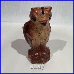 Ca. 1920's KILGORE OWL SLOT IN HEAD IRON MECHANICAL BANK, NICE PAINT