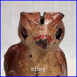 Ca. 1920's KILGORE OWL SLOT IN HEAD IRON MECHANICAL BANK, NICE PAINT