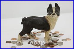 Cast Iron Antique Boston Terrier Dog Sculpture Coin Bank #50526