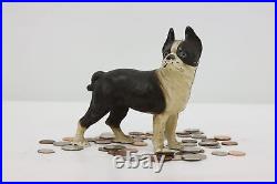 Cast Iron Antique Boston Terrier Dog Sculpture Coin Bank #50526