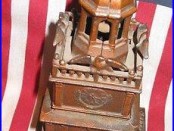 Cast Iron Antique Independence Hall Bank 1875 With EAGLES + Bell MISSING SPIRE
