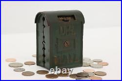 Cast Iron Antique Painted US Mail Mailbox Coin Bank #46742