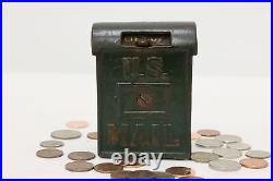 Cast Iron Antique Painted US Mail Mailbox Coin Bank #46742