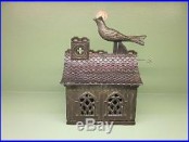 Cast Iron BIRD ON THE ROOF Mechanical Bank Original Antique Americana Toy