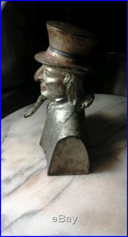 Cast Iron Bank Patriotic/Political Man With Top Hat + moveable Beard Painted