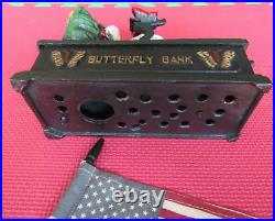 Cast Iron Butterfly Coin Bank working