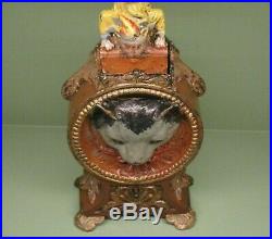 Cast Iron CAT AND MOUSE Mechanical Bank Original Antique Toy