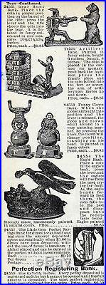 Cast Iron CLOWN ON GLOBE Mechanical Bank Original Antique Americana Toy