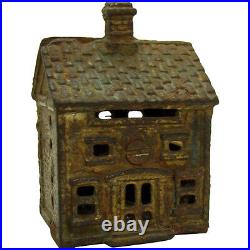Cast Iron Colonial Home Still Bank 1880's