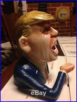 Cast Iron Donald Trump Mechanical Bank Coin To Mouth Make America Great Again
