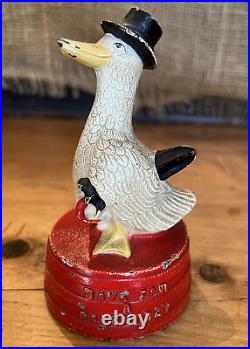 Cast Iron Duck on Tub Still Bank Hubley Save For A Rainy Day