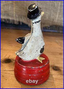 Cast Iron Duck on Tub Still Bank Hubley Save For A Rainy Day