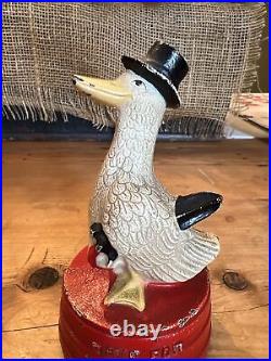 Cast Iron Duck on Tub Still Bank Hubley Save For A Rainy Day