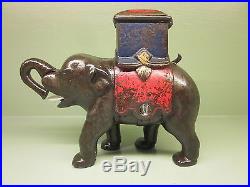 Cast Iron ELEPHANT HOWDAH (MAN POPS OUT) Mechanical Bank Original Antique Toy