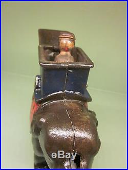 Cast Iron ELEPHANT HOWDAH (MAN POPS OUT) Mechanical Bank Original Antique Toy