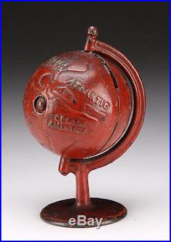 Cast Iron Globe Still Coin Bank