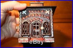 Cast Iron HALLS EXCELSIOR Mechanical Building Bank by J & E Stevens cir 1869