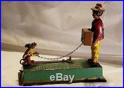 Cast Iron Hubley MONKEY BANK Mechanical Bank Original Antique Toy