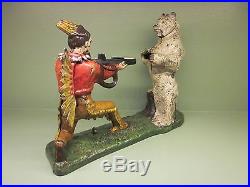 Cast Iron INDIAN SHOOTING BEAR Mechanical Bank Original Antique Americana Toy